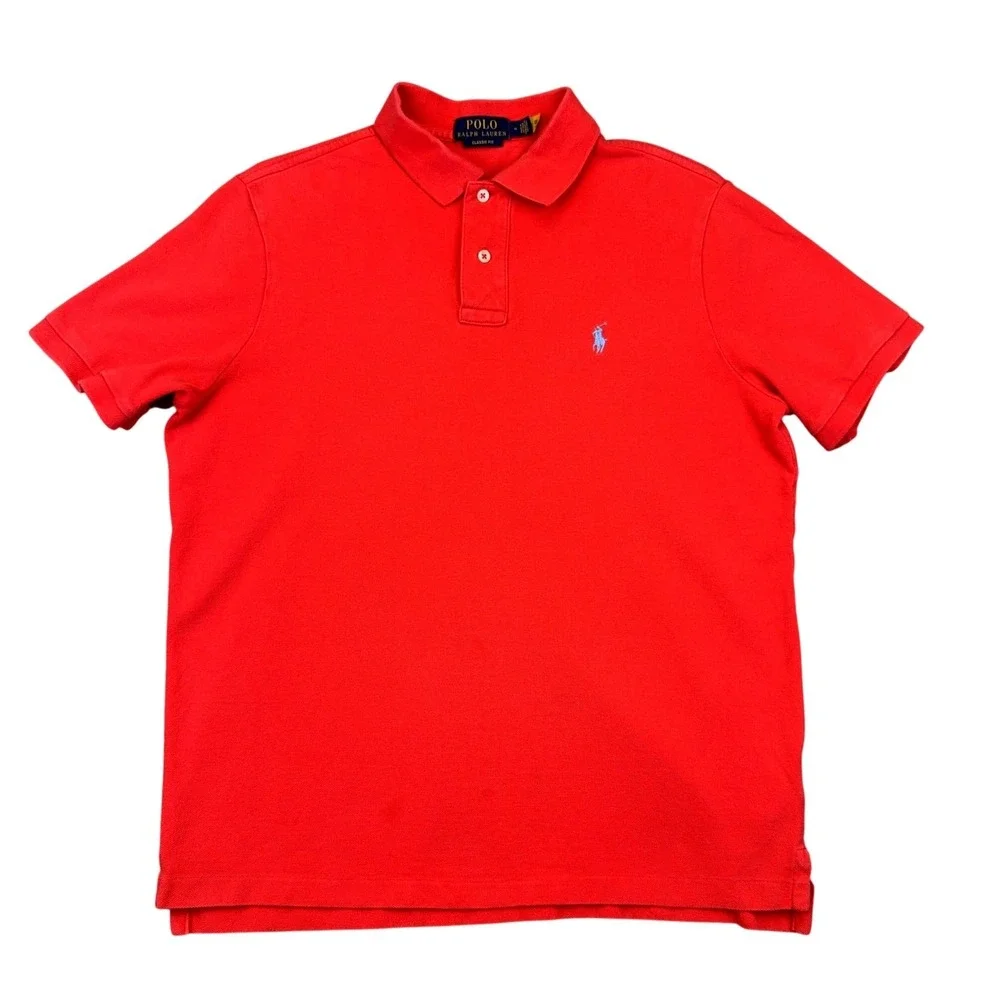 Polo Ralph Lauren Polo Shirt Mens Medium Red Classic Fit Short Sleeve Pony Logo